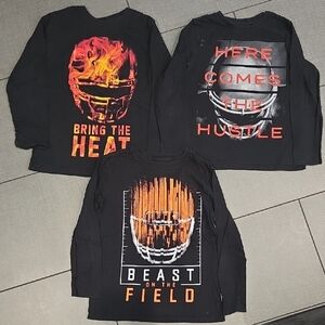 The Children's Place Black Long Sleeve Tees with Football Graphics